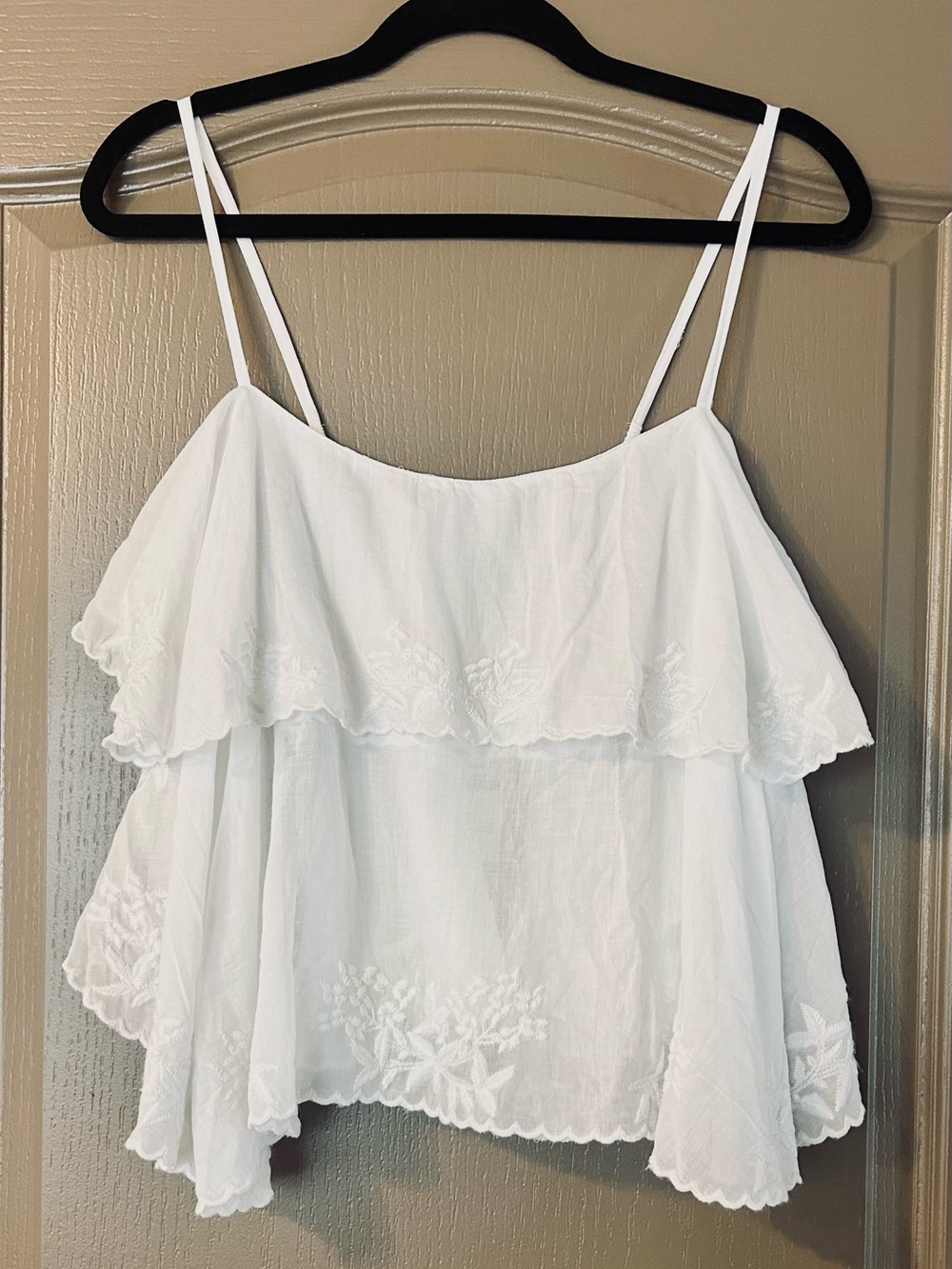 J.Crew White Embroidered Tiered Cami Tank Top XL Boho Cotton NWOT